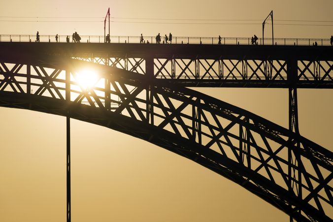 Bridge construction in sunset illumination