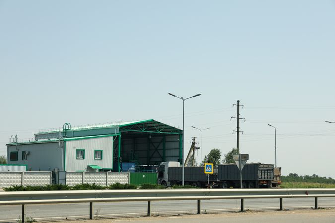 Truck weigh station. Grain sale business. Agriculture business