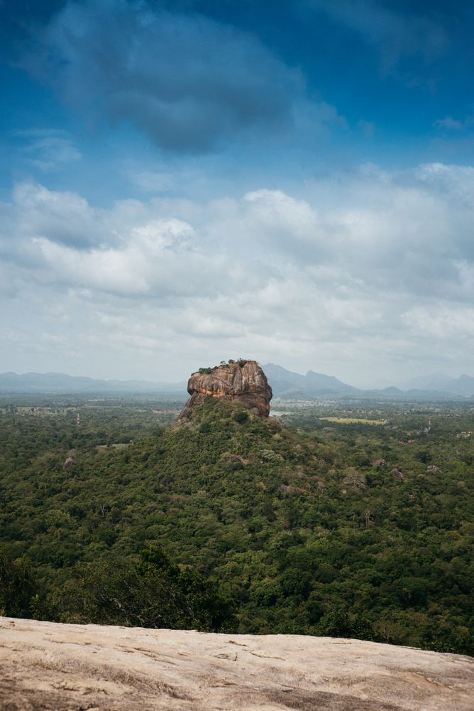 Butte in middle of Sri Lankan landscape