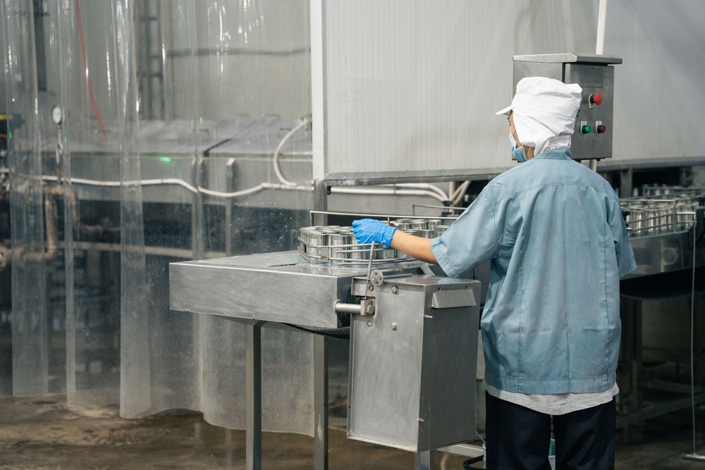 The production line of canned fish factory in food processing