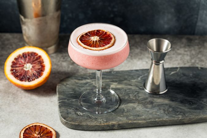 Boozy Foamy Blood Orange Sour Cocktail