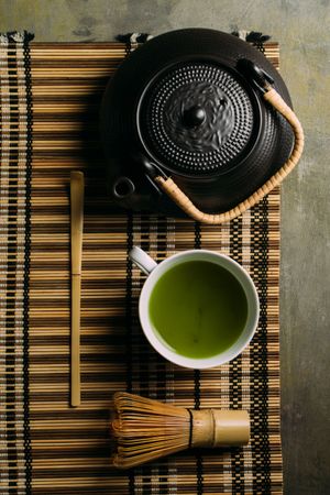Preparing matcha tea