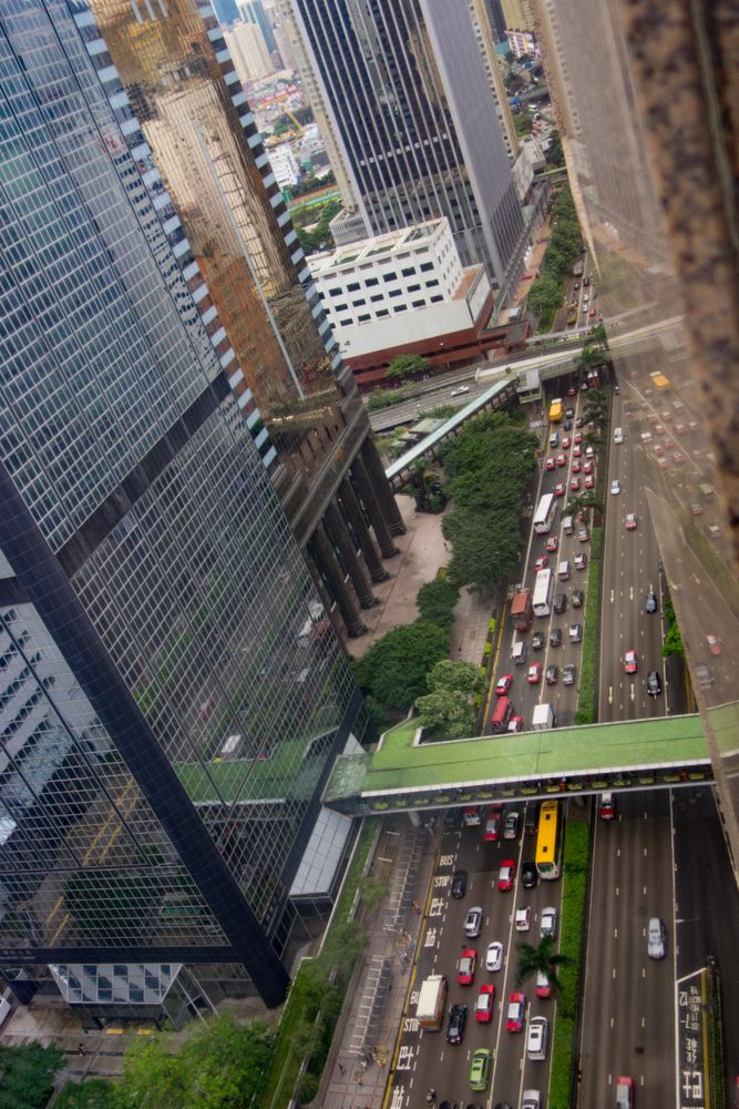Aerial view of highway in the city