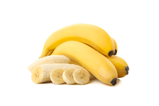 Banana cluster isolated on blank background. Fresh fruit