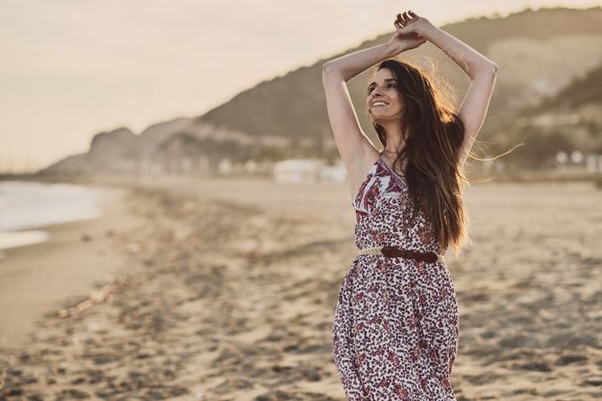 Woman with dress at the beach