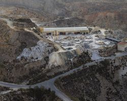 Drone view of stone quarry