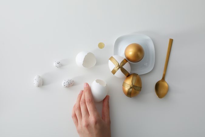 Concept of Richness, golden eggs, top view