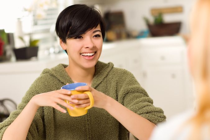 Young Woman Socializing with Friend