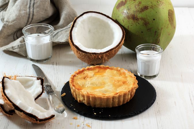 Coconut Pie Buko Thai Dessert on Slate