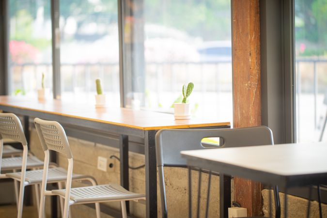 Table and chair in coffee shop