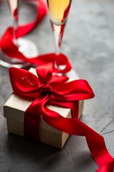 Gift box concept with champagne flute