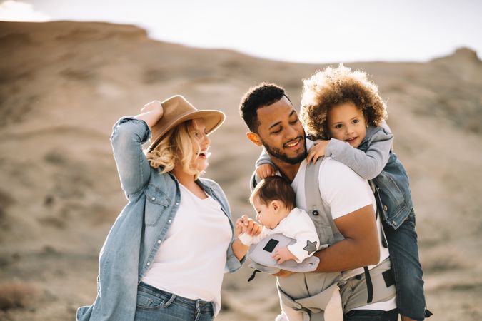 Diverse family having fun on vacation