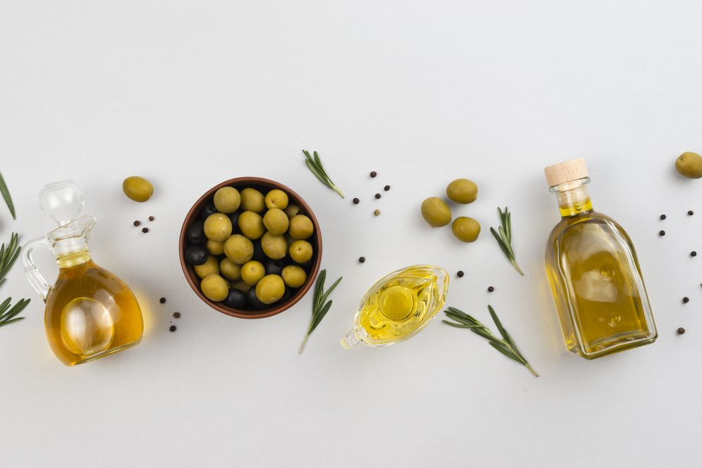 Olive oil products on table
