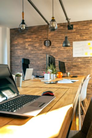 Interior of industrial style coworking office
