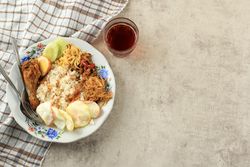 Top view of breakfast of nasi uduk