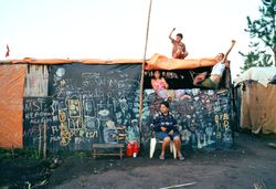 Apiai, Brazil - Aug 2006 - MST members in an encampment tent