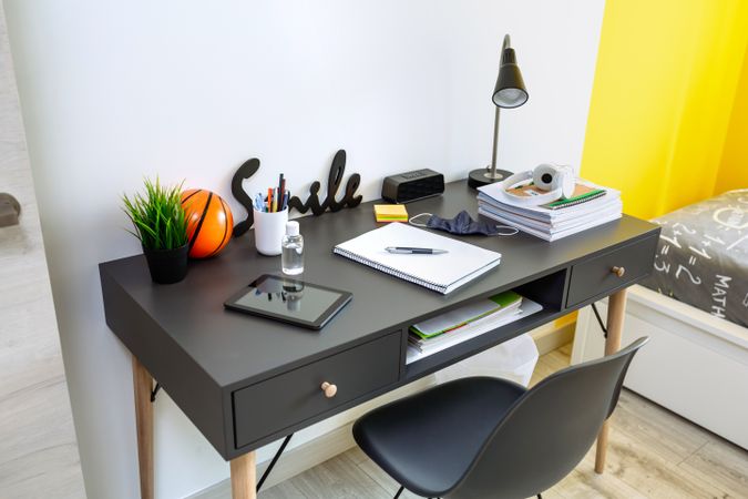 Youth bedroom interior with desk