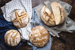 Sliced sourdough bread bread top view