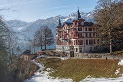 Beautiful resort building in mountains