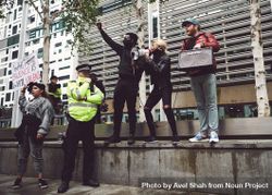 London, England, United Kingdom - June 6th, 2020: Group of people at BLM protest with police 48BEq0