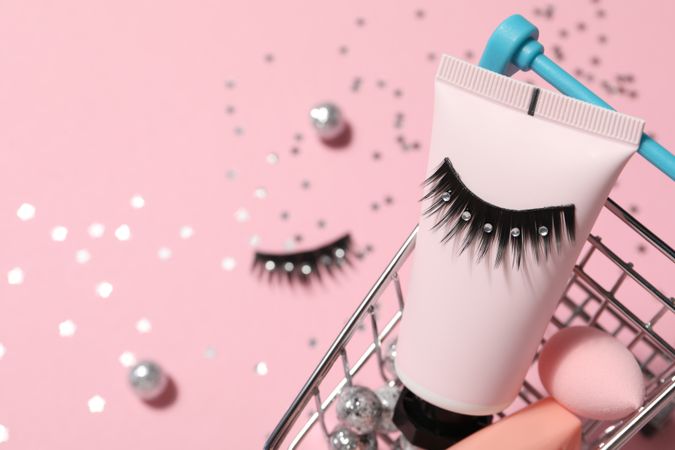 concept of cosmetology tools and beauty treatment, false eyelashes