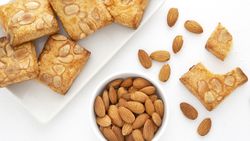 Baked dessert with almonds