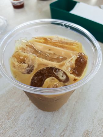Top view of iced coffee