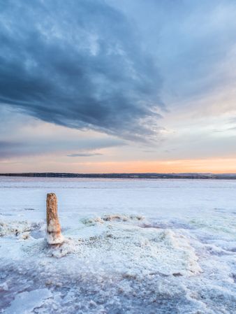 Stick on salt mine during sunset