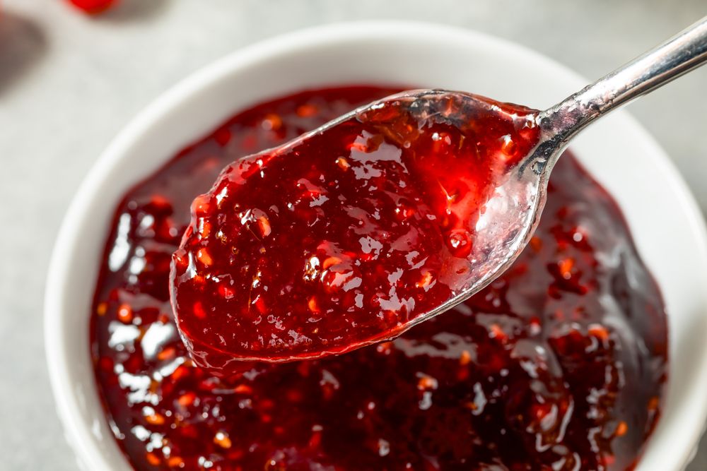 Sweet Homemade Red Raspberry Jam Preserves