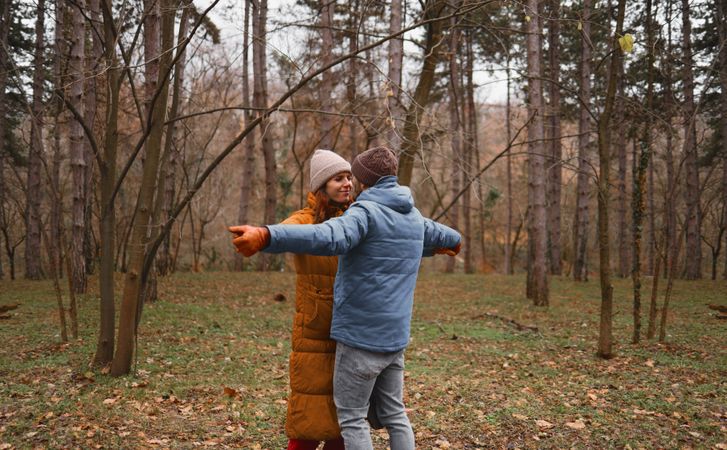 A couple dancing in a park for the Valentines Day