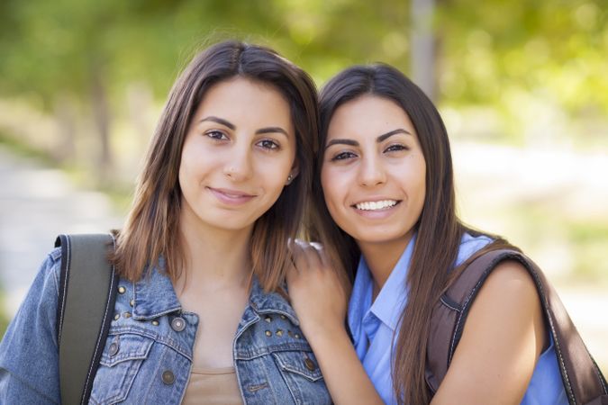 Twin Sisters Portrait Outside