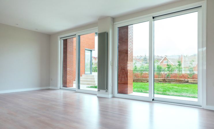 Large living room with large windows