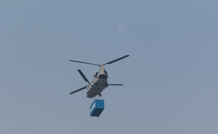 Indian Air force helicopter flying during Air force foundation day in India