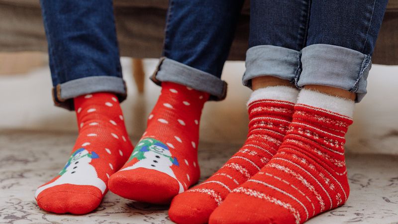 A pair of Christmas socks