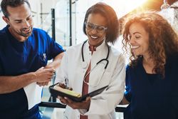 Group of doctors and nurses working together