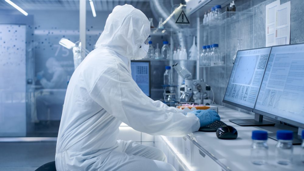 Biologist Analyzes Results on a Computer.
