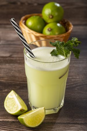 Refreshing lemonade with mint. Lemonade, summer drink.