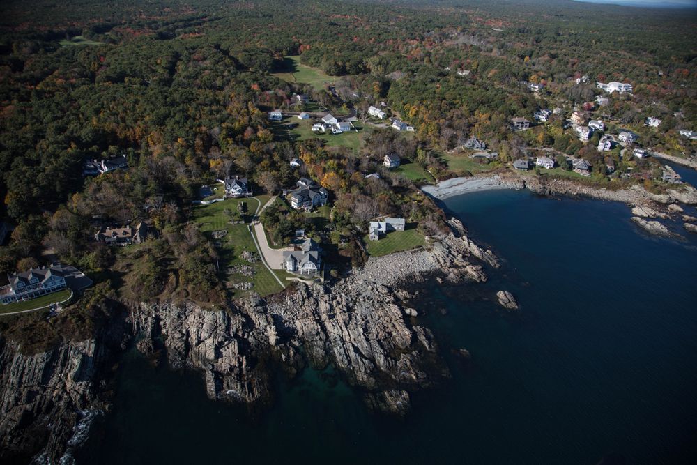 An October 2017 aerial view of homes near Bald Head Village, Maine