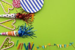 Flat lay green birthday composition