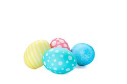 Different decorative Easter eggs isolated on plain background. Festive tradition