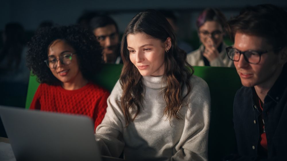 Classmates Working Together on College Homework