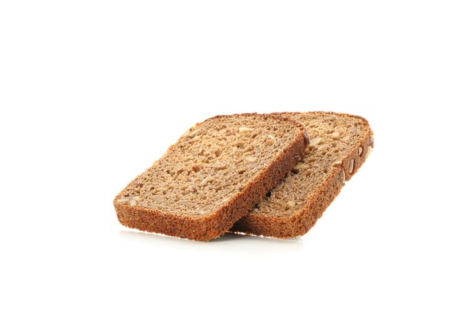 Rye bread pieces isolated on blank background. Bakery products