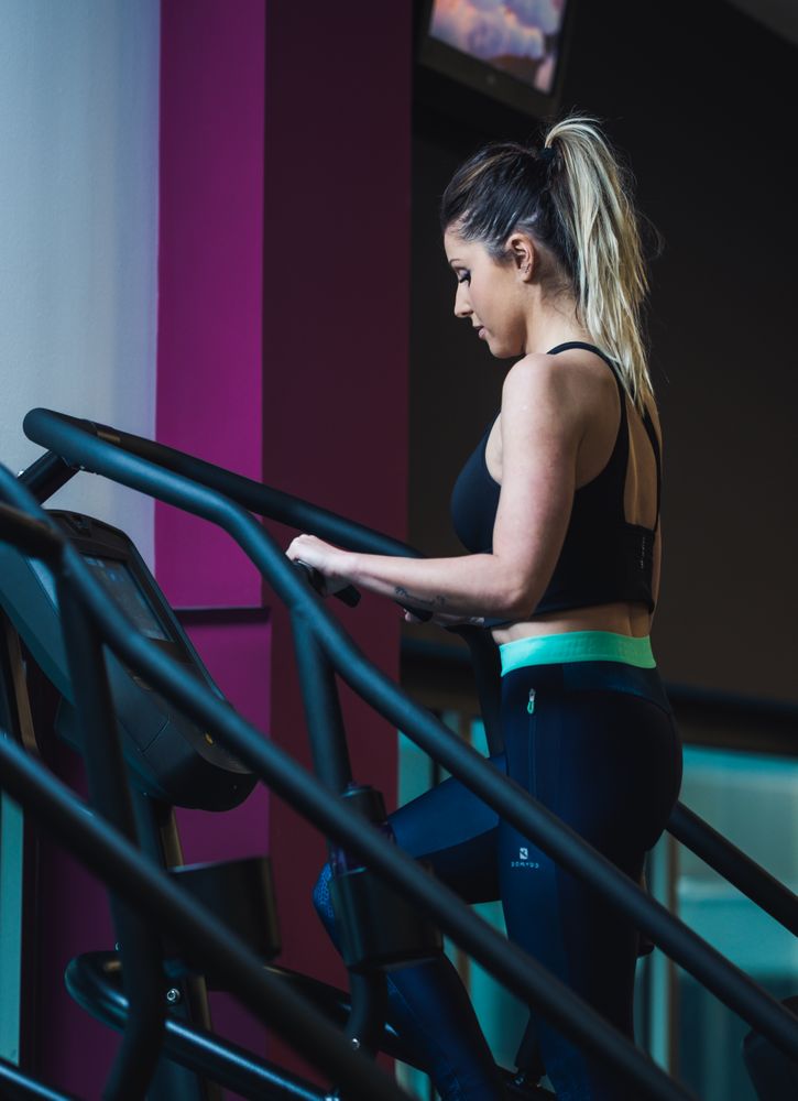 woman on exercise machine