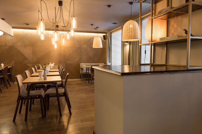 Interior of cozy restaurant