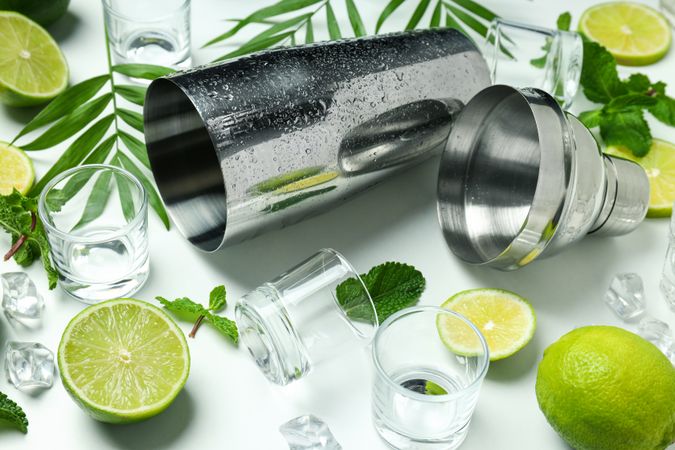 Concept of preparing alcohol drink or cocktail, shaker