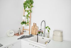 Contemporary kitchen Interior with sink and counter
