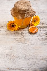 Top view of jar of honey