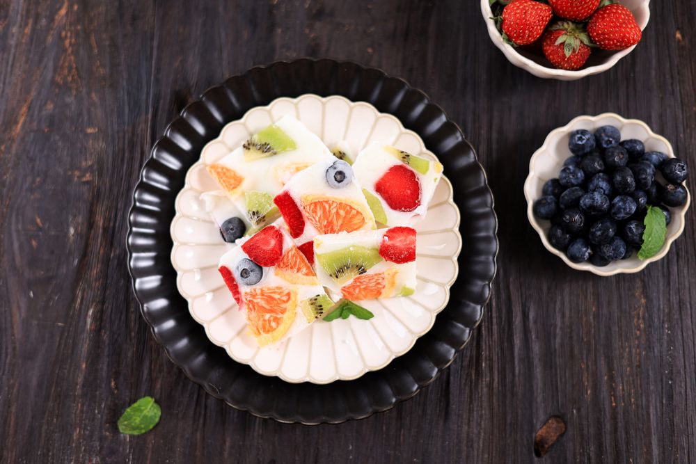 Healthy Greek Yoghurt Frozen Bark Bar  on Plate
