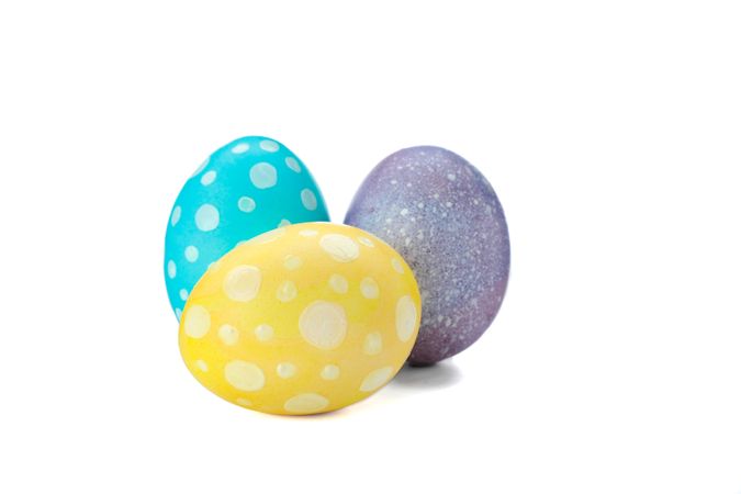 Decorative Easter eggs isolated on plain background. Festive tradition