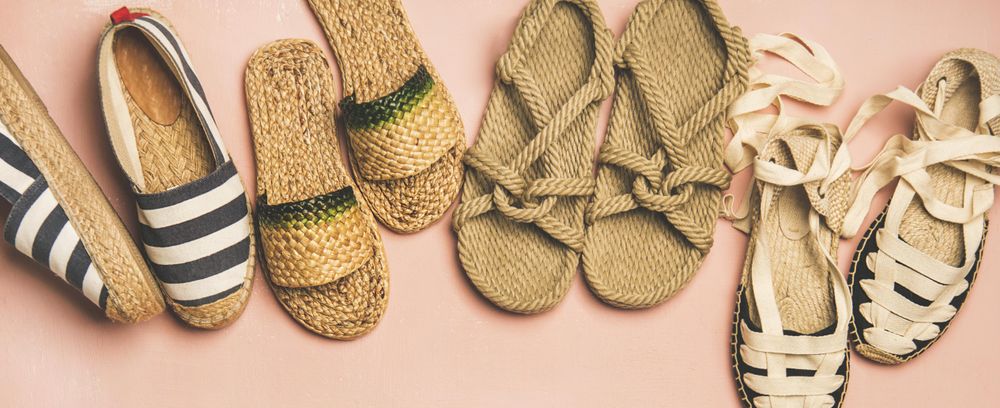 Variety of trendy summer shoes, wide composition